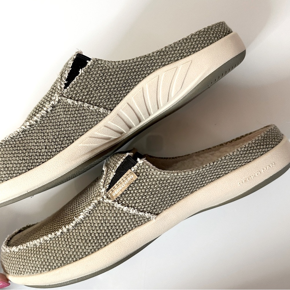 Gecko Man Orthotic Sherpa Canvas Slip-On Slipper Shoes 11.5 NEW Khaki - Picture 2 of 10